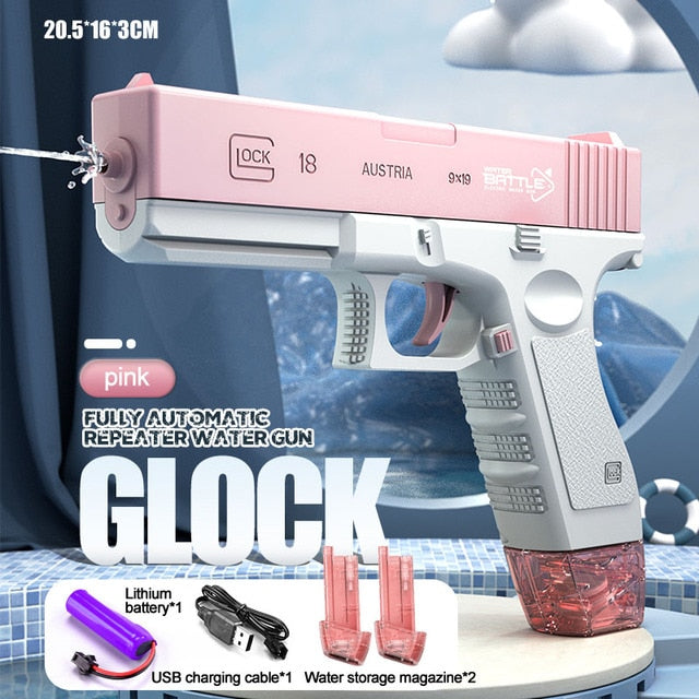 Glock Water Gun Toy Portable Water Gun Automatic Water Spray Gun Toys Electric Burst Water Gun Children Outdoor Water Fight Toys