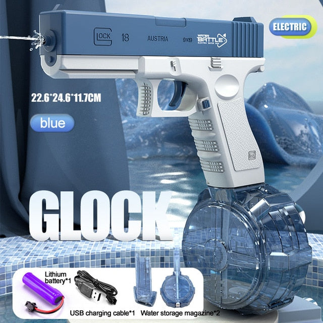 Glock Water Gun Toy Portable Water Gun Automatic Water Spray Gun Toys Electric Burst Water Gun Children Outdoor Water Fight Toys