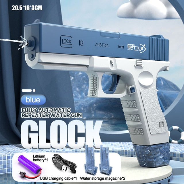 Glock Water Gun Toy Portable Water Gun Automatic Water Spray Gun Toys Electric Burst Water Gun Children Outdoor Water Fight Toys