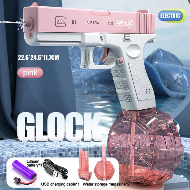 Glock Water Gun Toy Portable Water Gun Automatic Water Spray Gun Toys Electric Burst Water Gun Children Outdoor Water Fight Toys