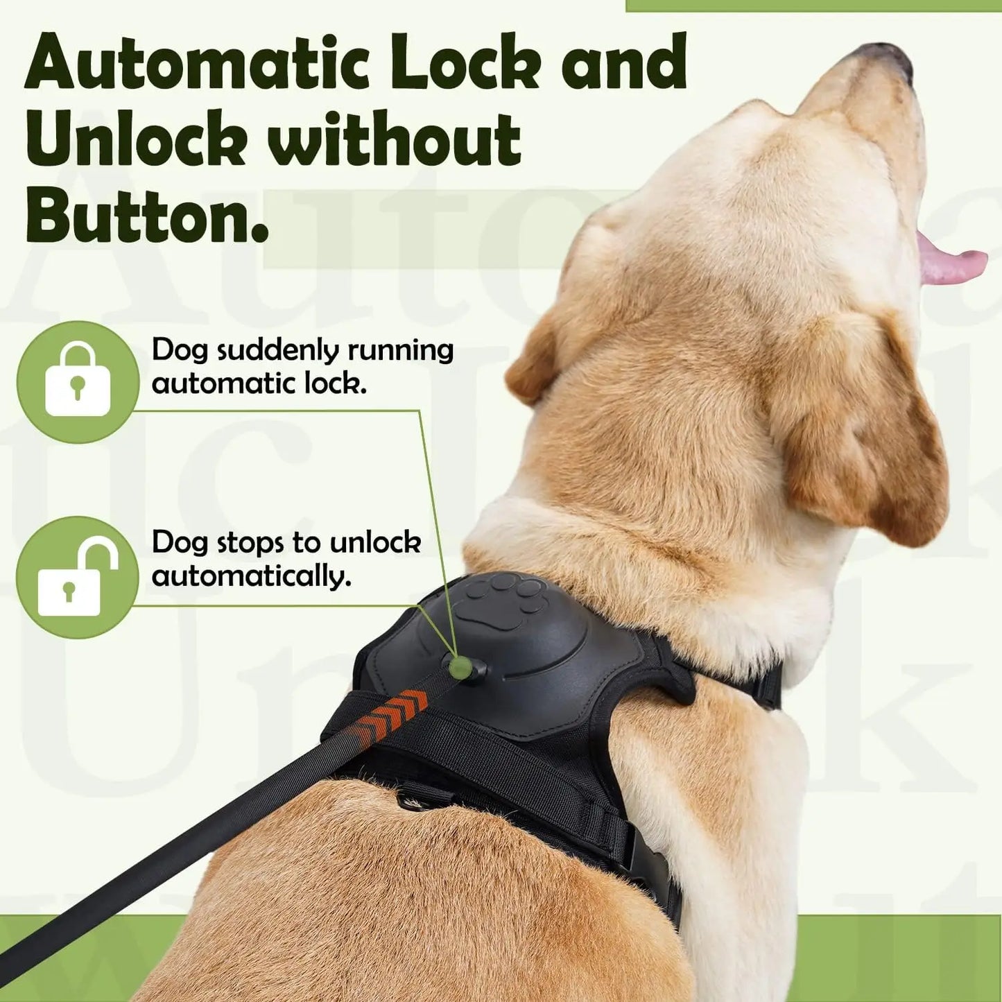 2 in 1 No Pull Dog Harness with Retractable Leash[Automatic Anti Burst Impact Function] Adjustable Breathable Dog Vest