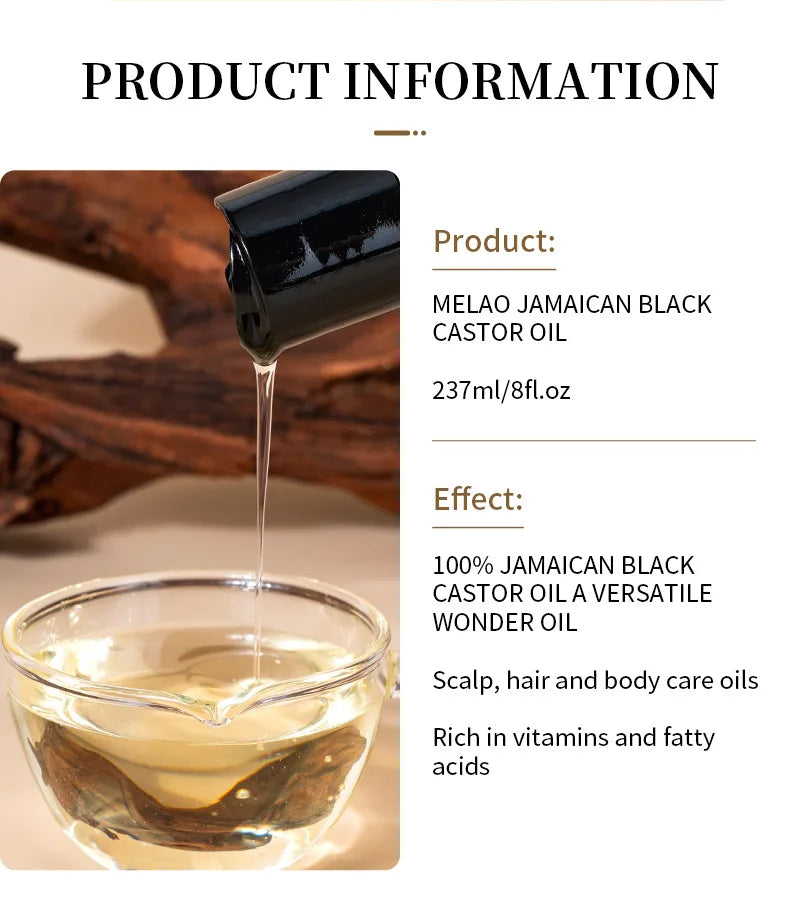 100% Pure Natural Cold Pressed Castor Oil Promotes Healthy Skin and Hair Thickens Eyebrows and Extends Eyelashes Massage 237ml